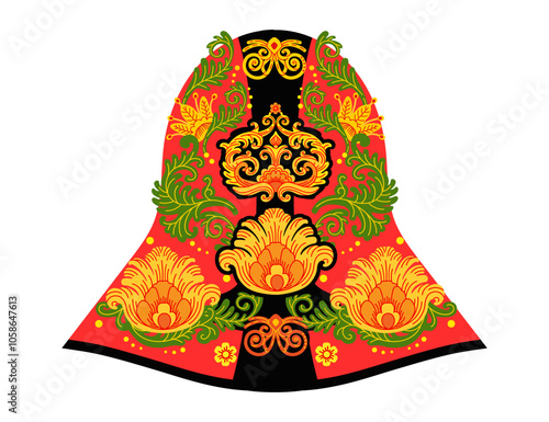 Russian doll back view template headscarf vector illustration