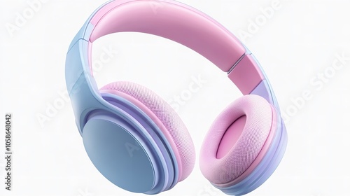  Pastel color wireless headphone isolated on transparency photo