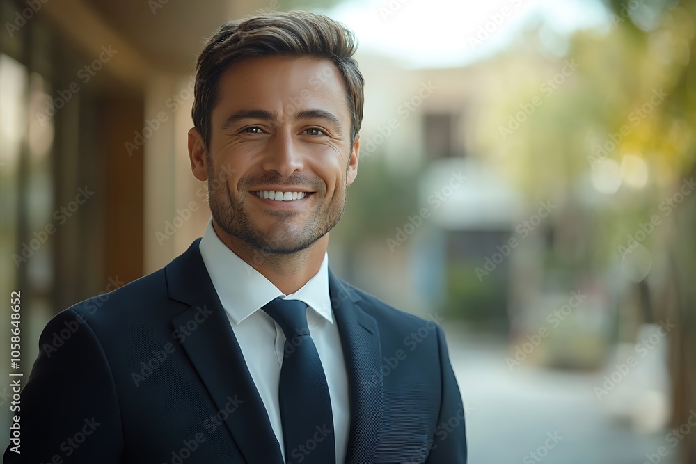 Confident Businessman in Suit Smiling Outdoors2 Confident Businessman in Suit Smiling Outdoors2