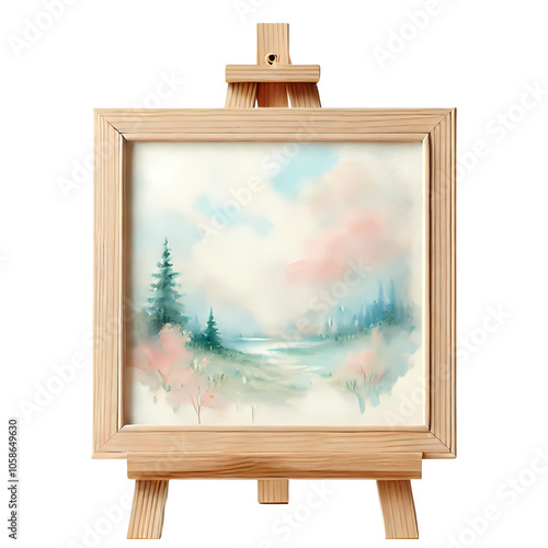 wooden easel with blank canvas