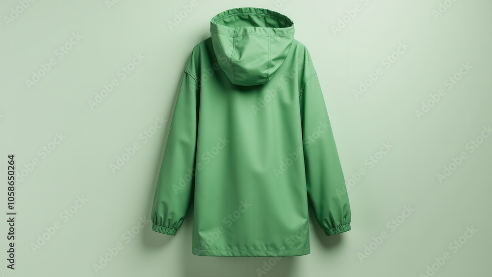 Minimalist raincoat made from quality waterproof fabric with a large hood and clean closures. Displayed on a neutral background, showcasing elegant lines, neat seams, and practical design. Minimalist raincoat made from quality waterproof fabric with a large hood and clean closures. Displayed on a neutral background, showcasing elegant lines, neat seams, and practical design.