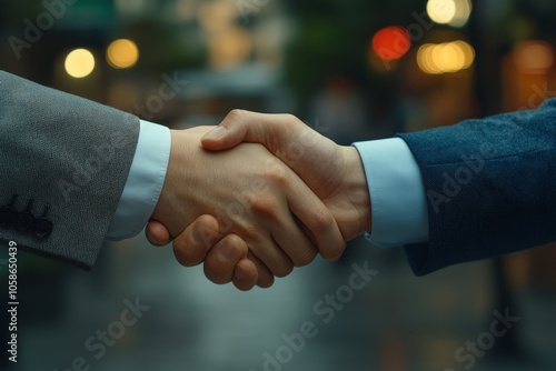 Partners corporate relationship concept. Close up handshake of business people in meeting attendance, Generative AI