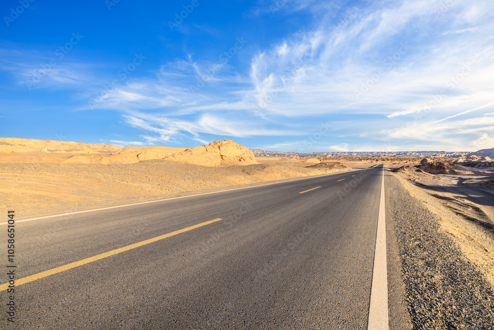 Asphalt highway road and desert natural landscape. Car background. Asphalt highway road and desert natural landscape. Car background.