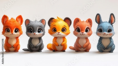 colorful set of cute cartoon baby animals, playfully designed, each character radiating charm and personality against a clean white background, inviting engagement and joy from viewers of all ages