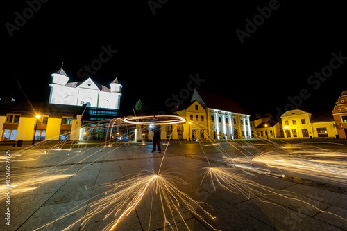 The Dance of Light and Fire in the Evening at Kėdainiai Old Town photo