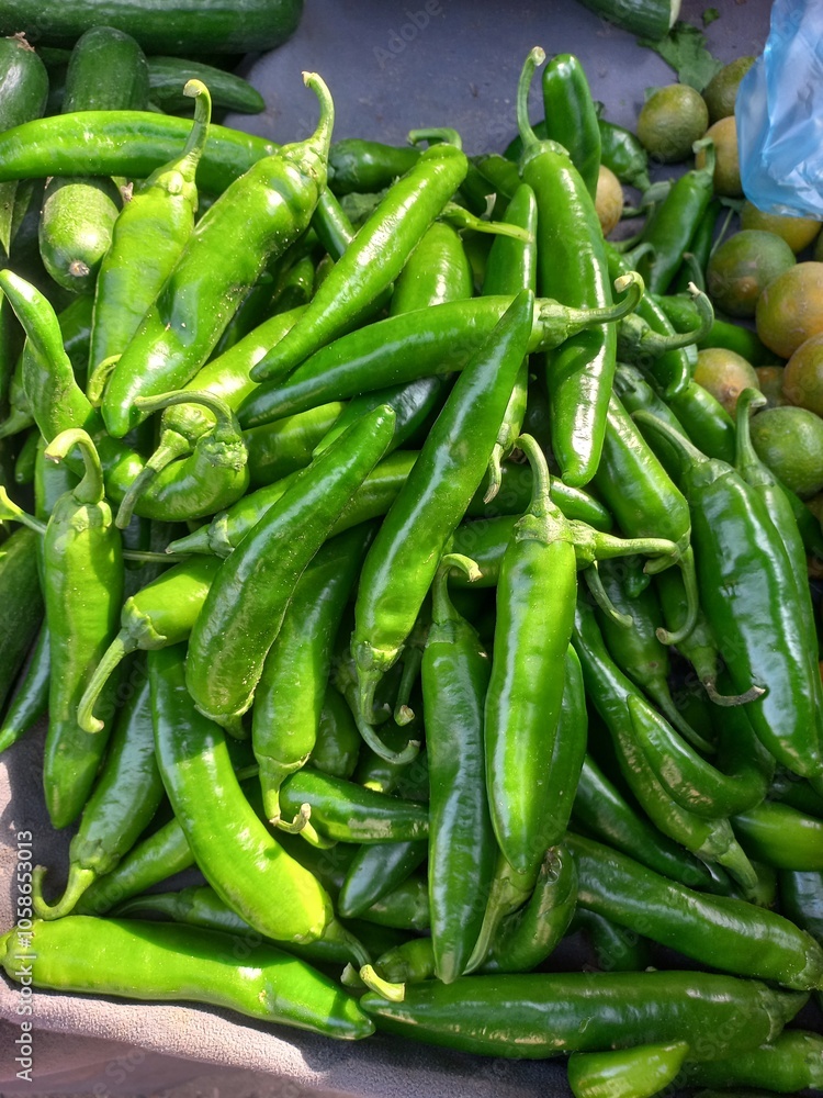 Green pepper in the market Green pepper in the market