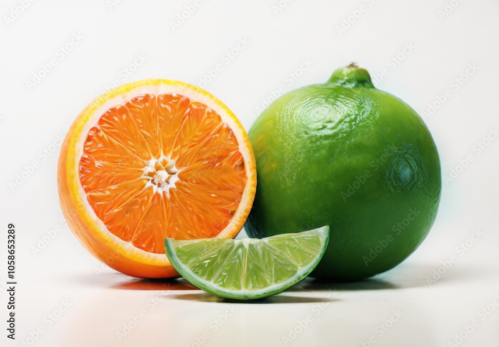orange and lime isolated on white background orange and lime isolated on white background