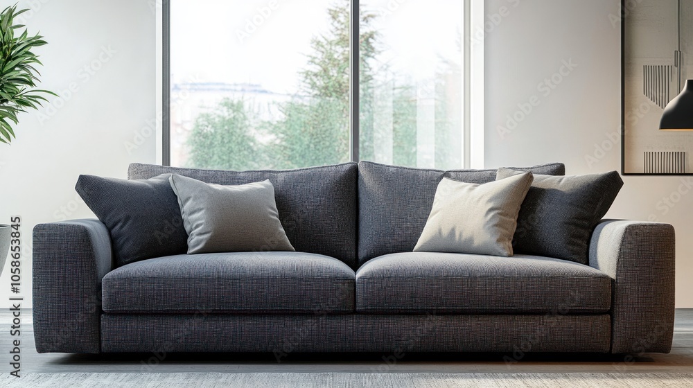 Modern Living Room with Gray Sofa Modern Living Room with Gray Sofa