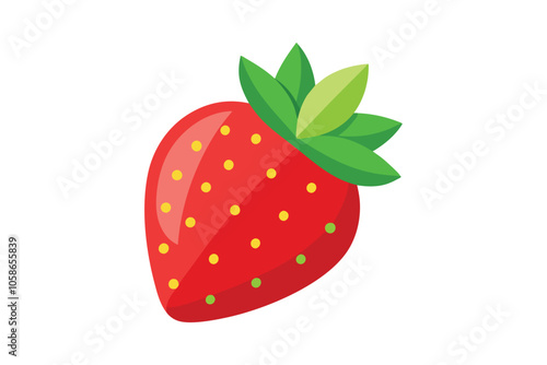 Red Strawberry Vector Illustration: Juicy, Vibrant Berry Art for Fresh, Organic, and Appetizing Design