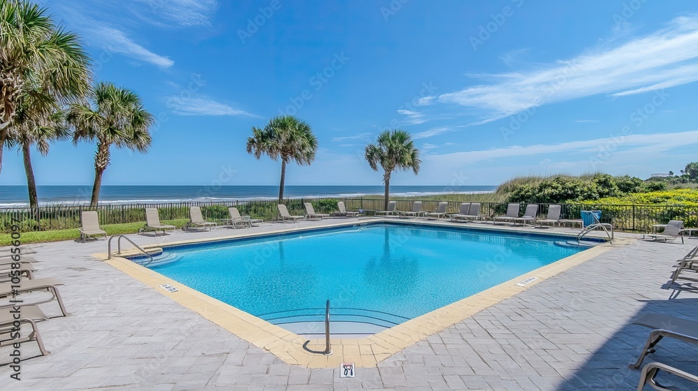 Beachfront Pool with Lounge Chairs and Ocean View Beachfront Pool with Lounge Chairs and Ocean View