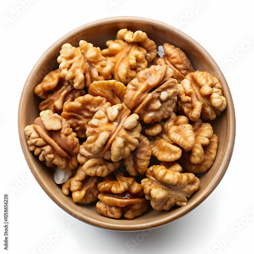 Shelled Walnuts on a White Background