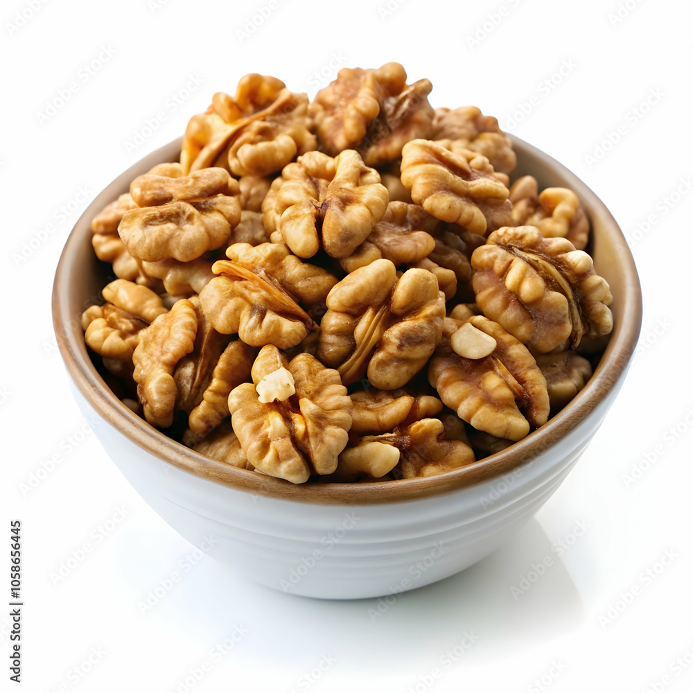 Shelled Walnuts on a White Background Shelled Walnuts on a White Background