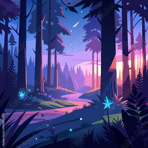 Magical Glow in the Twilight Forest.