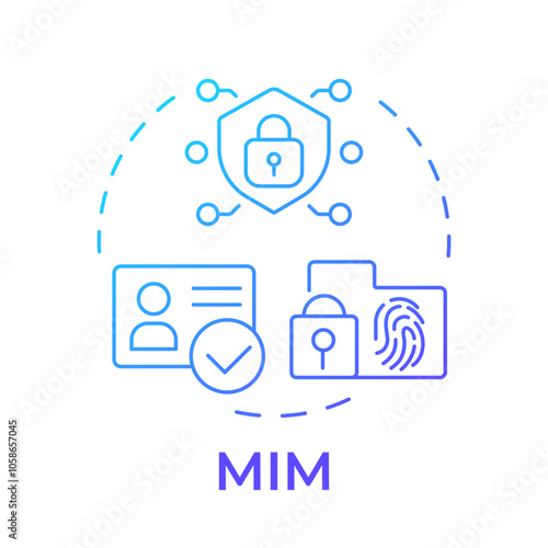 MIM blue gradient concept icon. Mobile identity management. Access control, privacy. Round shape line illustration. Abstract idea. Graphic design. Easy to use in infographic, presentation