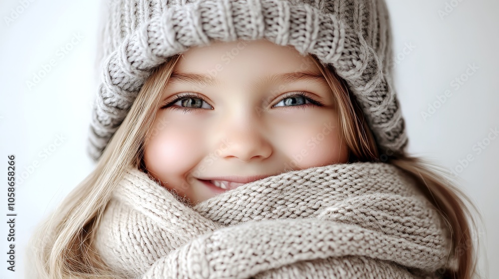 portrait of a cheerful little girl in winter cloths portrait of a cheerful little girl in winter cloths