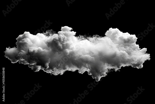 White cloud floating on black background: realistic cloud rendering photo