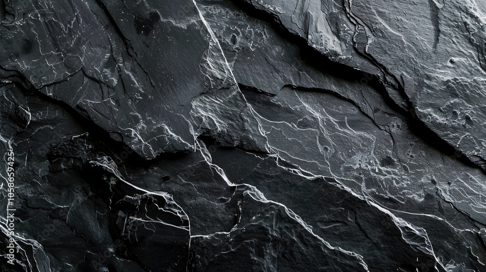 Panorama of dark grey-black slate background or texture, featuring black granite slabs. Panorama of dark grey-black slate background or texture, featuring black granite slabs.