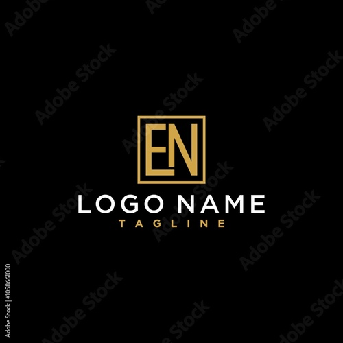 letter en or ne luxury abstract initial square logo design inspiration