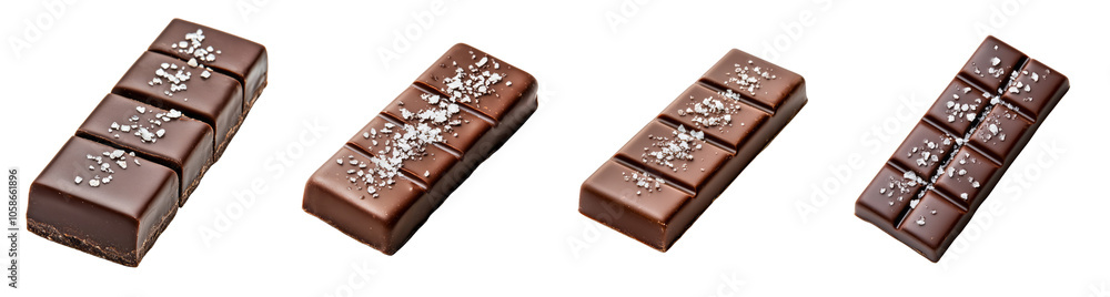 A collection of gourmet chocolate bars sprinkled with sea salt, isolated on a transparent background, perfect for holiday indulgence A collection of gourmet chocolate bars sprinkled with sea salt, isolated on a transparent background, perfect for holiday indulgence