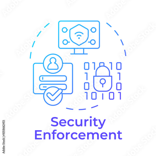 Security enforcement blue gradient concept icon. Personal information, access control. Round shape line illustration. Abstract idea. Graphic design. Easy to use in infographic, presentation