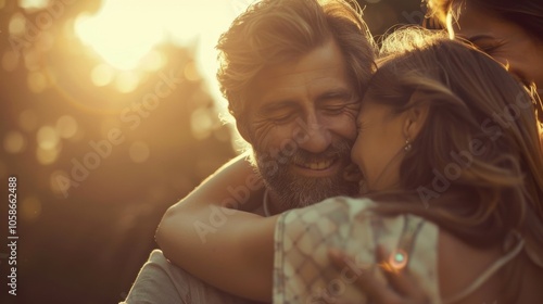 Blurry embraces and smiles the familiar feeling of being surrounded by family.