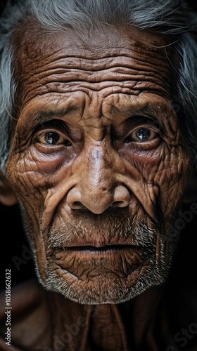 Close-up portrait of an elderly man.