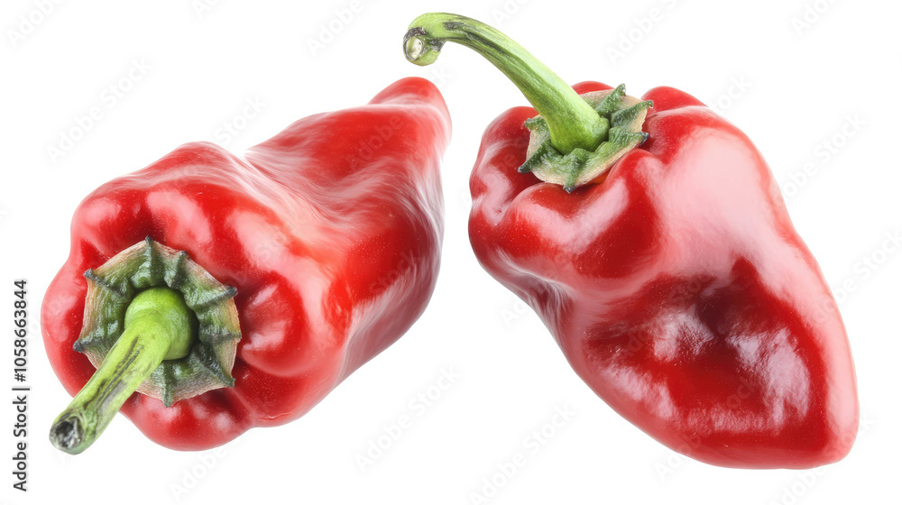 Set of Fresh Red Chili Peppers Isolated on White Background Generative AI Set of Fresh Red Chili Peppers Isolated on White Background Generative AI