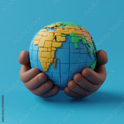 Hands Holding Colorful Globe, Global Connectivity and Diversity Concept photo