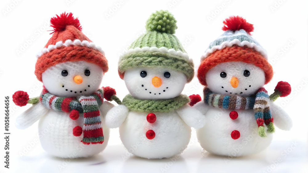 Fototapeta premium Set of Cute Snowman Christmas and New Year on Isolated White Background