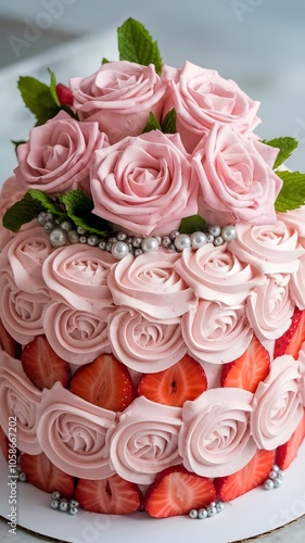 Strawberry rose cake..