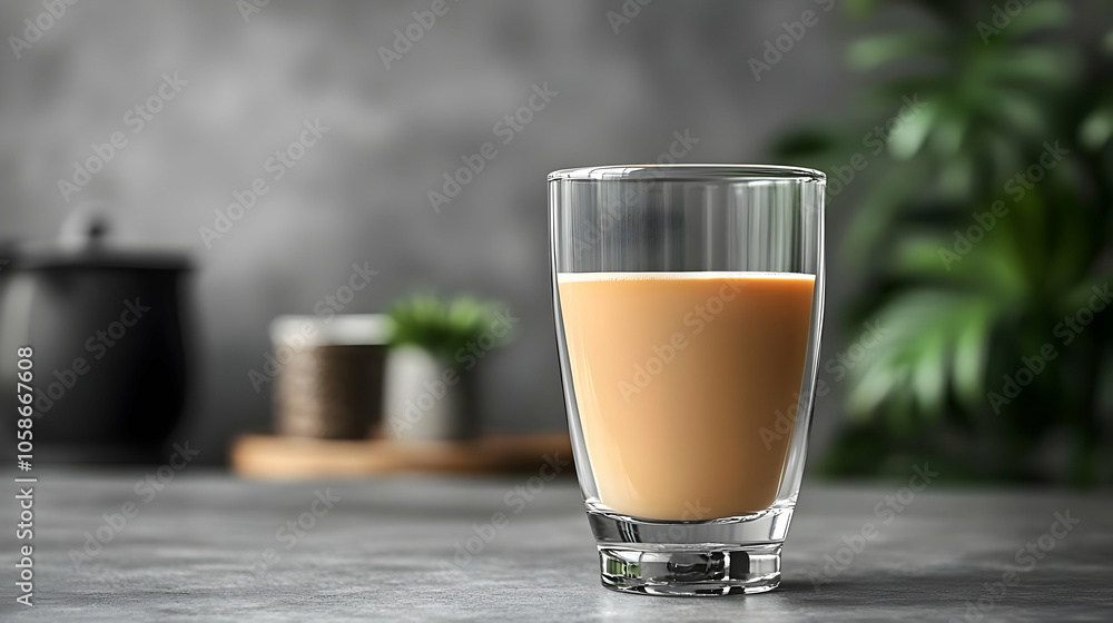 Photo of Delicious Coffee with Milk on Gray Table Photo of Delicious Coffee with Milk on Gray Table