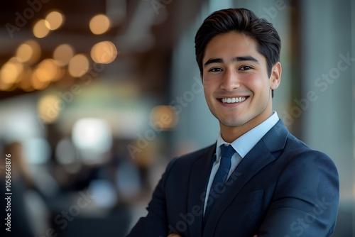 Wallpaper Mural Confident Businessman Smiling in Blurred Office Setting Torontodigital.ca