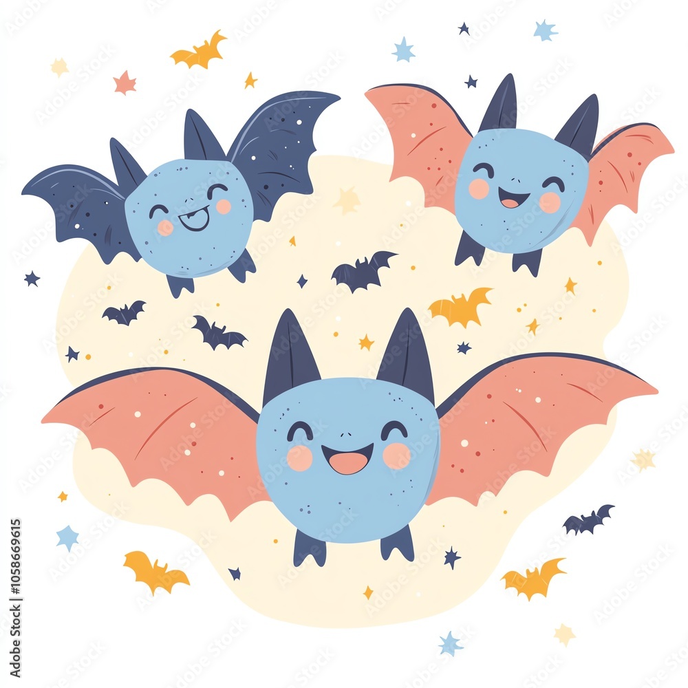 whimsical bats flying with a smiling vampire under a pastel sky, cartoonish style, simple lines, pastel colors, playful and spooky Halloween setting whimsical bats flying with a smiling vampire under a pastel sky, cartoonish style, simple lines, pastel colors, playful and spooky Halloween setting