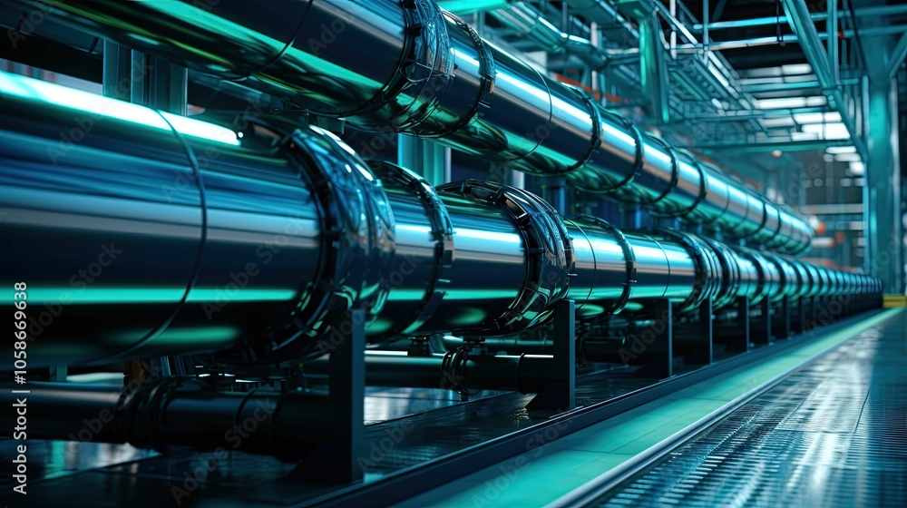 Industrial pipes and a walkway. Industrial pipes and a walkway.