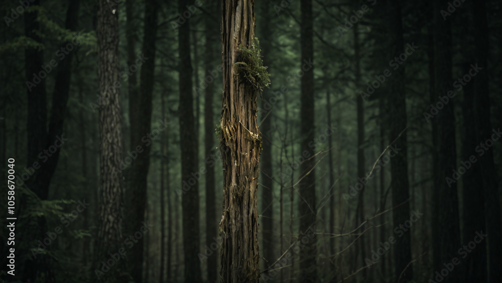 Fototapeta premium dark forest with a dead tree