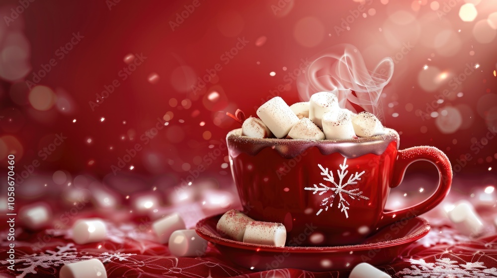 A warm mug of hot cocoa, perfect for winter festivities. The image features a teacup with candy canes and festive holiday decorations. A warm mug of hot cocoa, perfect for winter festivities. The image features a teacup with candy canes and festive holiday decorations.