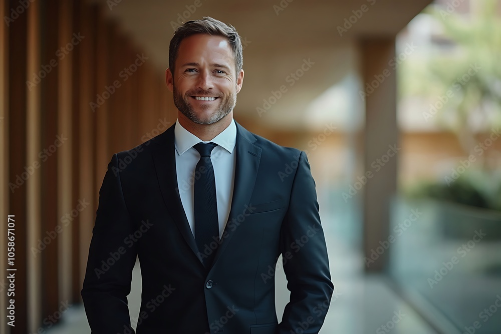 Confident Businessman Smiling in Office Setting6 Confident Businessman Smiling in Office Setting6