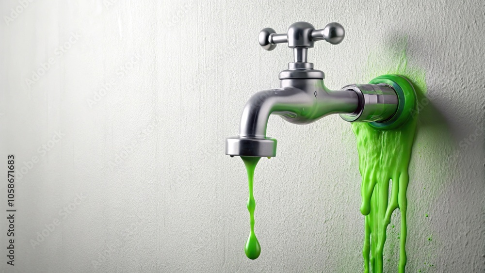 slime dripping from a faucet on a white wall, single drop, abstract pattern slime dripping from a faucet on a white wall, single drop, abstract pattern