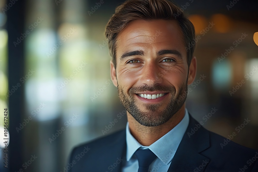 Confident Businessman Smiling in Suit Portrait Confident Businessman Smiling in Suit Portrait