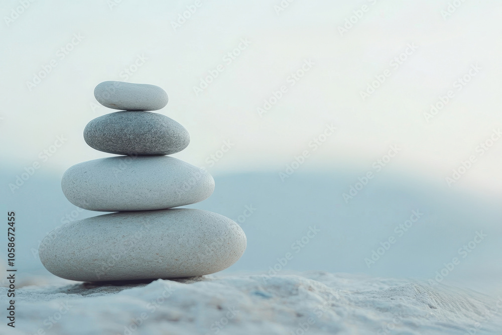 Zen yoga stones balancing on top of each other on the sand Zen yoga stones balancing on top of each other on the sand