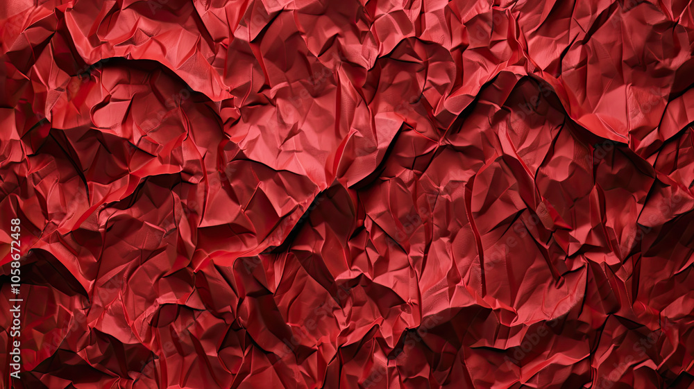 High Resolution Red Crumpled Paper Texture Background High Resolution Red Crumpled Paper Texture Background