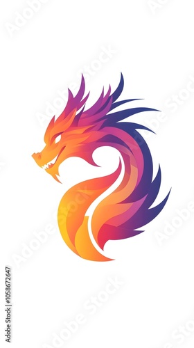 Colorful Simple Fantasy Dragon Emblem icon logo Symbol