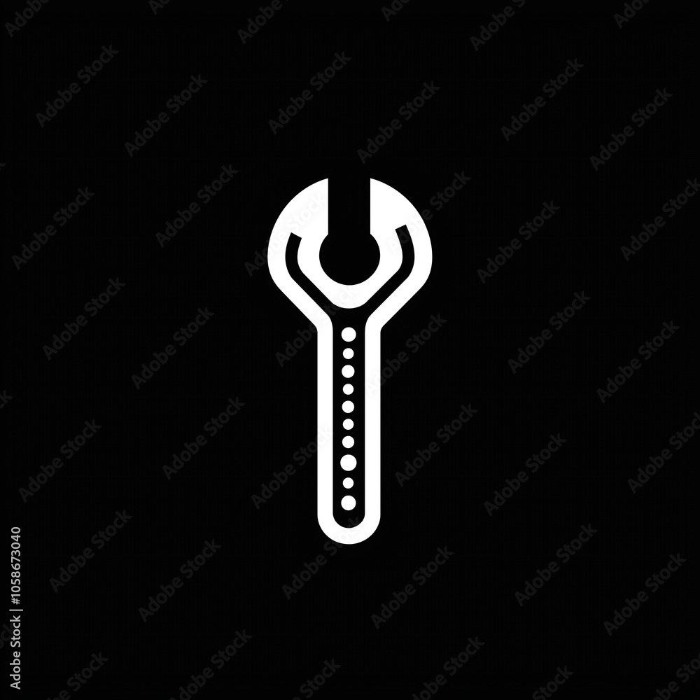 White Wrench Icon on Black Background White Wrench Icon on Black Background