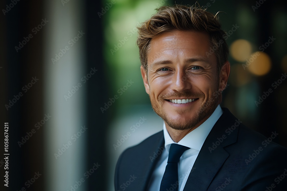 Confident Businessman with a Genuine Smile in Professional Attire Confident Businessman with a Genuine Smile in Professional Attire