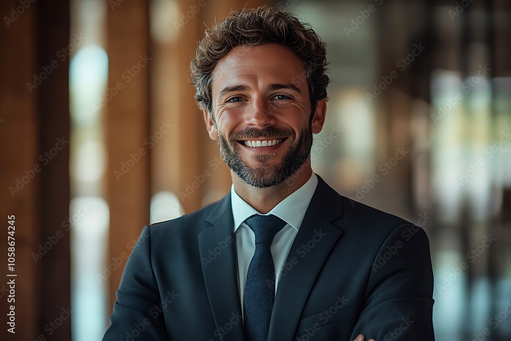 Confident Businessman with a Warm Smile in a Suit Confident Businessman with a Warm Smile in a Suit