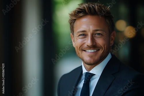 Confident Businessman with a Genuine Smile in Professional Attire