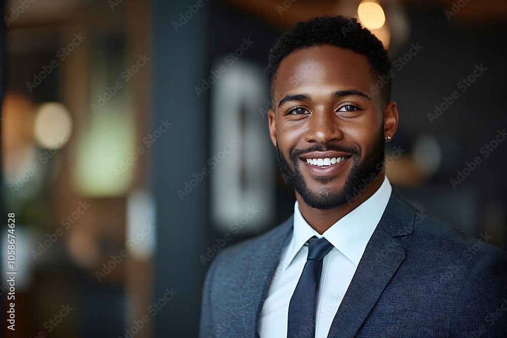 Confident Businessman with Beard in Office Setting Confident Businessman with Beard in Office Setting