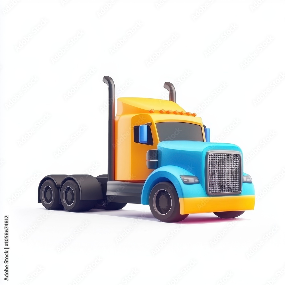 Naklejka premium Colorful Toy Truck: A Playful and Vibrant Transportation Marvel