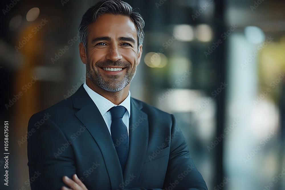 Confident Businessman with Blue Tie in Formal Attire Confident Businessman with Blue Tie in Formal Attire