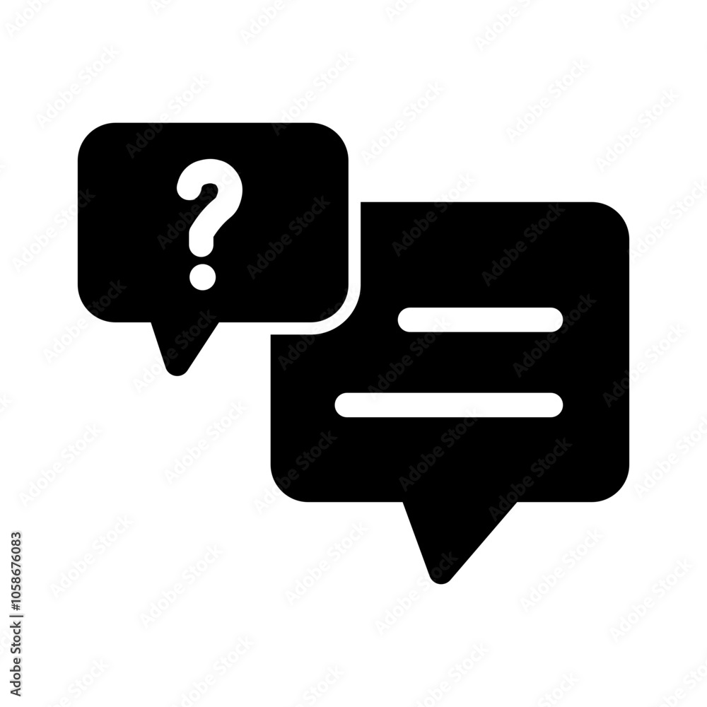 Minimalist FAQ solid icon featuring a question mark within a speech bubble, symbolizing help or information. Solid design ideal for customer support or informational interfaces. Minimalist FAQ solid icon featuring a question mark within a speech bubble, symbolizing help or information. Solid design ideal for customer support or informational interfaces.